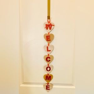 Valentines Welcome Wooden and Ribbon Door Wreath